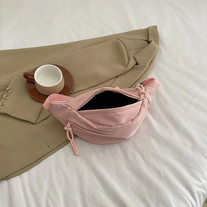 Women's Chest Bag Waterproof Hiking Bag Handbags Ladies Canvas Crossbody Bags Solid Color Women Sling Waist Pack