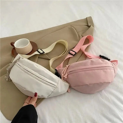 Women's Chest Bag Waterproof Hiking Bag Handbags Ladies Canvas Crossbody Bags Solid Color Women Sling Waist Pack