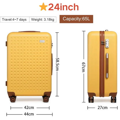 M/L/XL Kono Hard Case 100% ABS Travel Luggage with 8 Spinner Wheels TSA Lock Trolley Suitcase for hand luggage and Travel