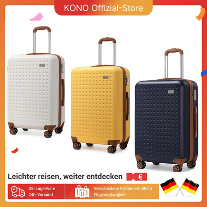 M/L/XL Kono Hard Case 100% ABS Travel Luggage with 8 Spinner Wheels TSA Lock Trolley Suitcase for hand luggage and Travel