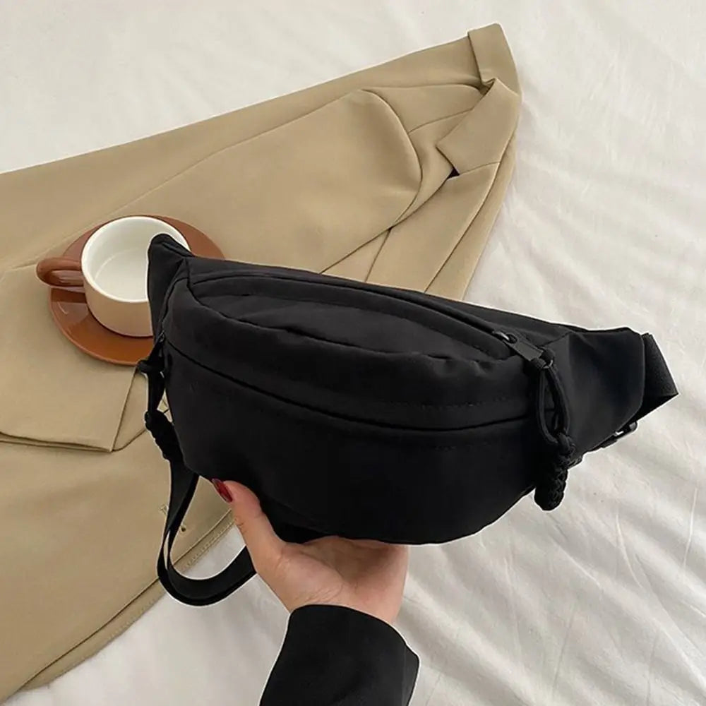 Women's Chest Bag Waterproof Hiking Bag Handbags Ladies Canvas Crossbody Bags Solid Color Women Sling Waist Pack