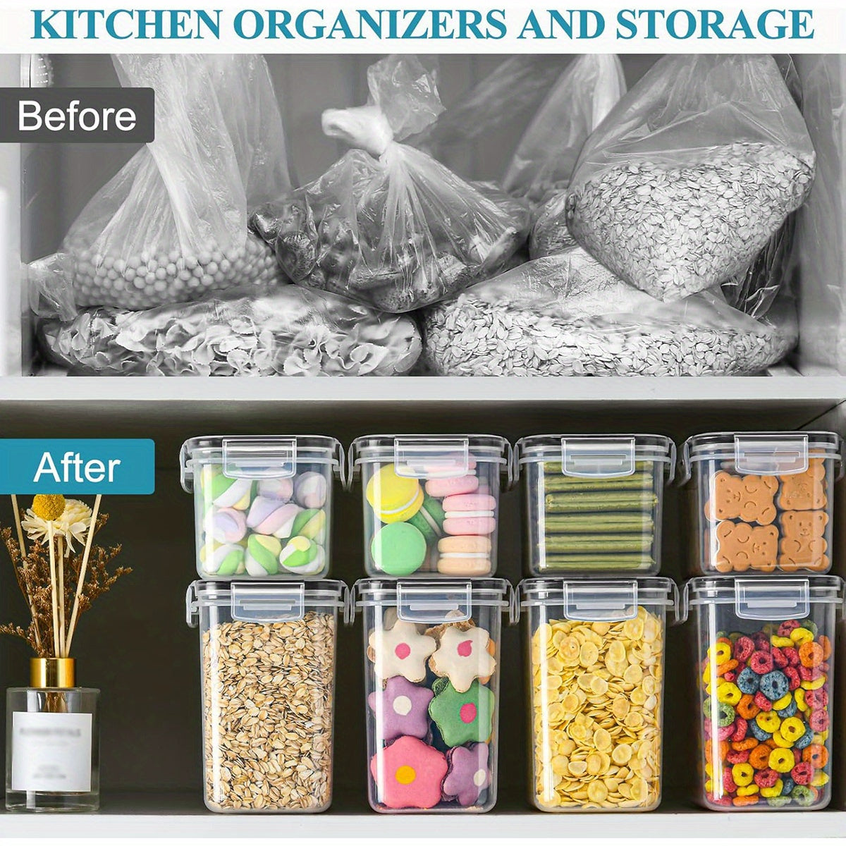 72/48pcs Airtight Food Storage Containers with LIDS, Perfect for Kitchen Pantry Organization And Storage Of Grains, Rice, Pasta, Tea, Nuts And Coffee Beans - Dishwasher Safe And Includes Labeled And Labeled Kitchen Items