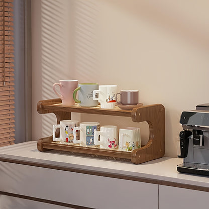 A Three-Tier Or Two-Tier Kitchen Storage Rack, a Rack for Dishes And Cups, Designed with a Hollow Board for Drainage, a Coffee Bar Shelf, a Countertop Cabinet for Cups.