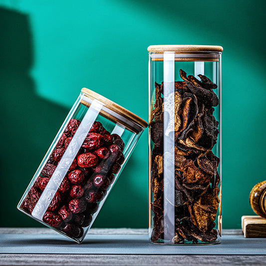 10pcs Glass Wooden Lids Round Kitchen Airtight Canister Storage Jar Spice Jar Food Dispenser With Lid For Canning Cereal, Pasta, Spices Christmas Gift Holiday Gift Guide