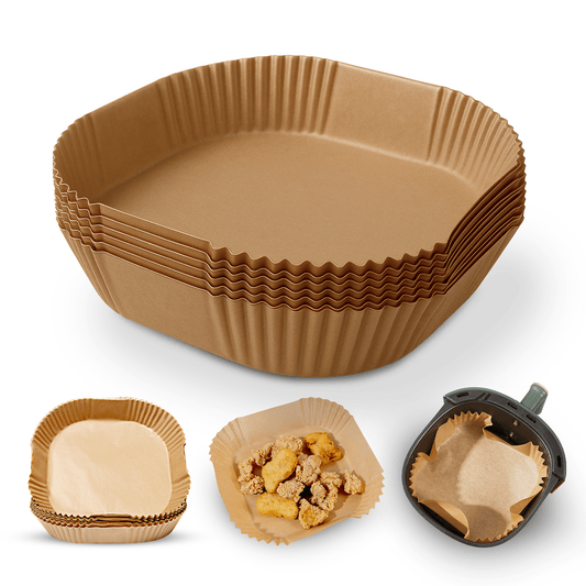 100pcs Air Fryer Parchment Paper 9 inch Liners - Disposable, Greaseproof, Heat Resistant to 220°C, Food Grade LFGB Standard, Compatible with Ninja, Tower