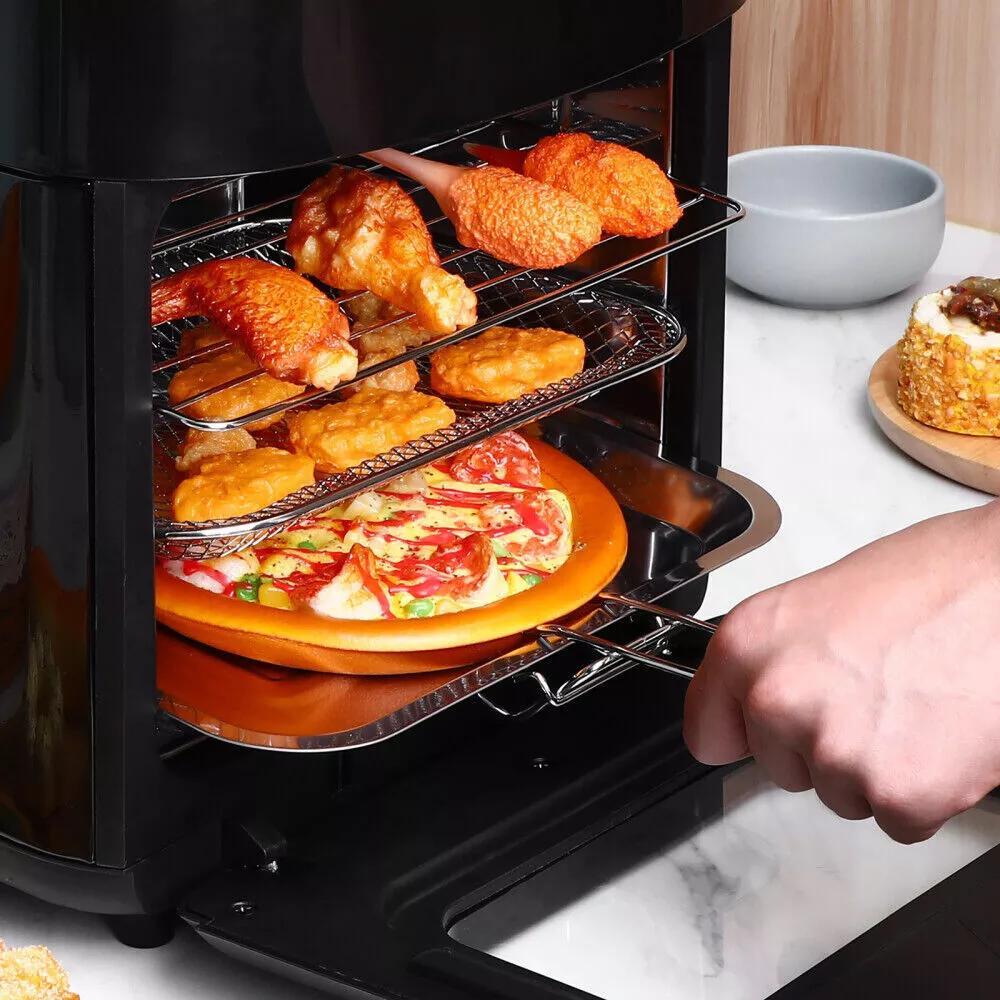 15L Black Multifunctional Digital Air Fryer Oven with Rapid Air Circulation & Smart Touch & Visible Window, Adjustable Timer & Temperature Control for Healthy Oil Free & Low Fat Cooking, Nonstick Basket, Chicken, Crisps