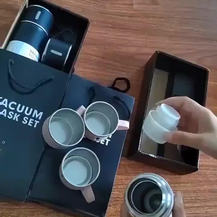 Modern Travel Thermal Flask Set - Flask Set Stainless Steel Vacuum Insulated Bottle with Cup Both for Hot and Cold Drink,Flask can be Used as Travel Mug or Insulated Water for Daily Commute, Weekend Adventures Pink