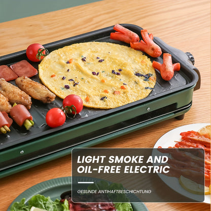 Electric Griddle Flat Non-Stick Cooking Surface | Adjustable Thermostat, Indoor Grill with Two Attachments: Grill Plate and Griddle, Perfect for Pancakes, Burgers, Eggs, Black, Christmas Grill | Stainless Steel 304, British S