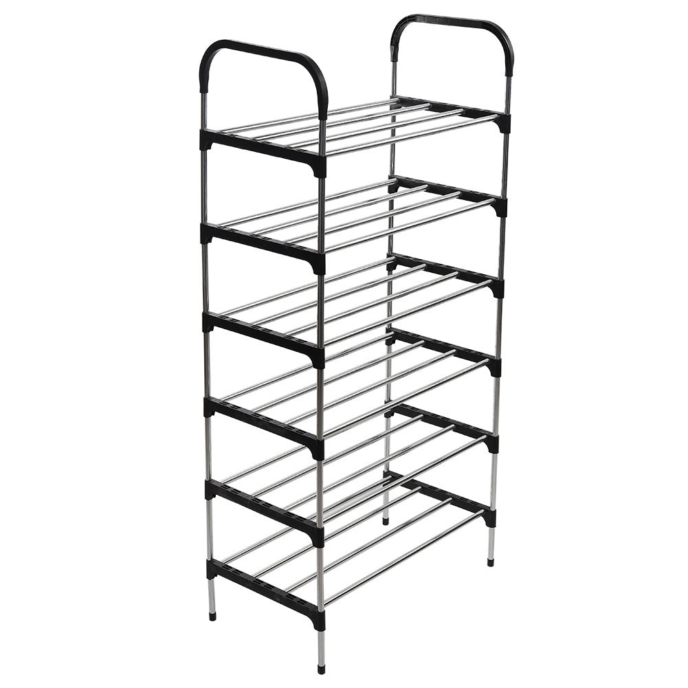 6 Tier Metal Shoe Rack Shoe Storage Organiser, Free Standing Durable Narrow Shoe Rack, Vertical Slim Shoe Tower, Multi Functional Heavy Duty Storage Unit Shoe Stand, Entryway Shoe Holder Space Saving Shoe Shelf Shoe Organizer