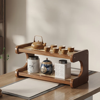 A Three-Tier Or Two-Tier Kitchen Storage Rack, a Rack for Dishes And Cups, Designed with a Hollow Board for Drainage, a Coffee Bar Shelf, a Countertop Cabinet for Cups.