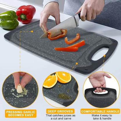 3Pcs Cutting Board, Plastic 3-Piece Set, Thick Chopping Boards for Meat, Vegetables, Fruits, with Easy-Grip Handles, Dishwasher Safe.