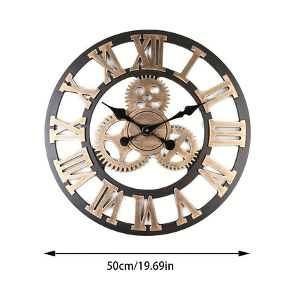 Large Gear/open Roman Numeral Wall Clock, No Noise, No Ticking Gear, No Movement Wall Clock 20 " (approx. 50.8 Cm)