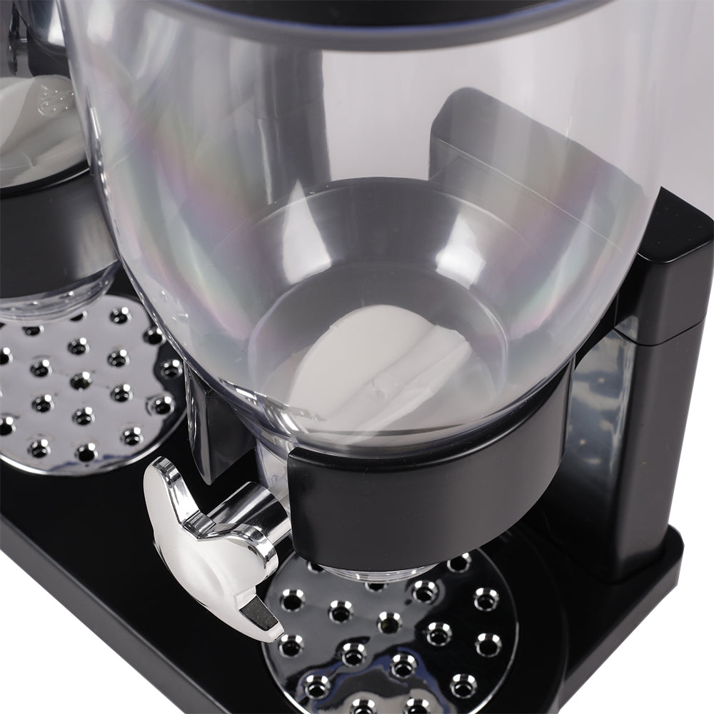 4L Large Capacity Double Cereal Dispenser - Airtight Dry Food Storage Canister for Breakfast Cereal/Snacks/Candy, Space-Saving Kitchen Organizer (29×16×35cm, Black)