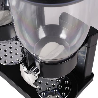 4L Large Capacity Double Cereal Dispenser - Airtight Dry Food Storage Canister for Breakfast Cereal/Snacks/Candy, Space-Saving Kitchen Organizer (29×16×35cm, Black)