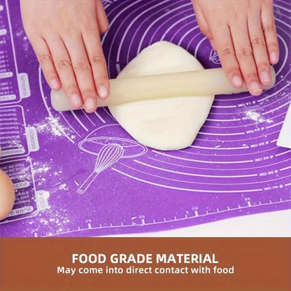 1pc Non-Stick Baking Mat with Rolling Pin Guide & Measurement Scale - Heavy-Duty Rubber Pastry Mat with Rounded Edges, Non-Slip Surface for Precise Dough Rolling, Cookie & Pie Making - Ideal for Christmas, Halloween, Easter,