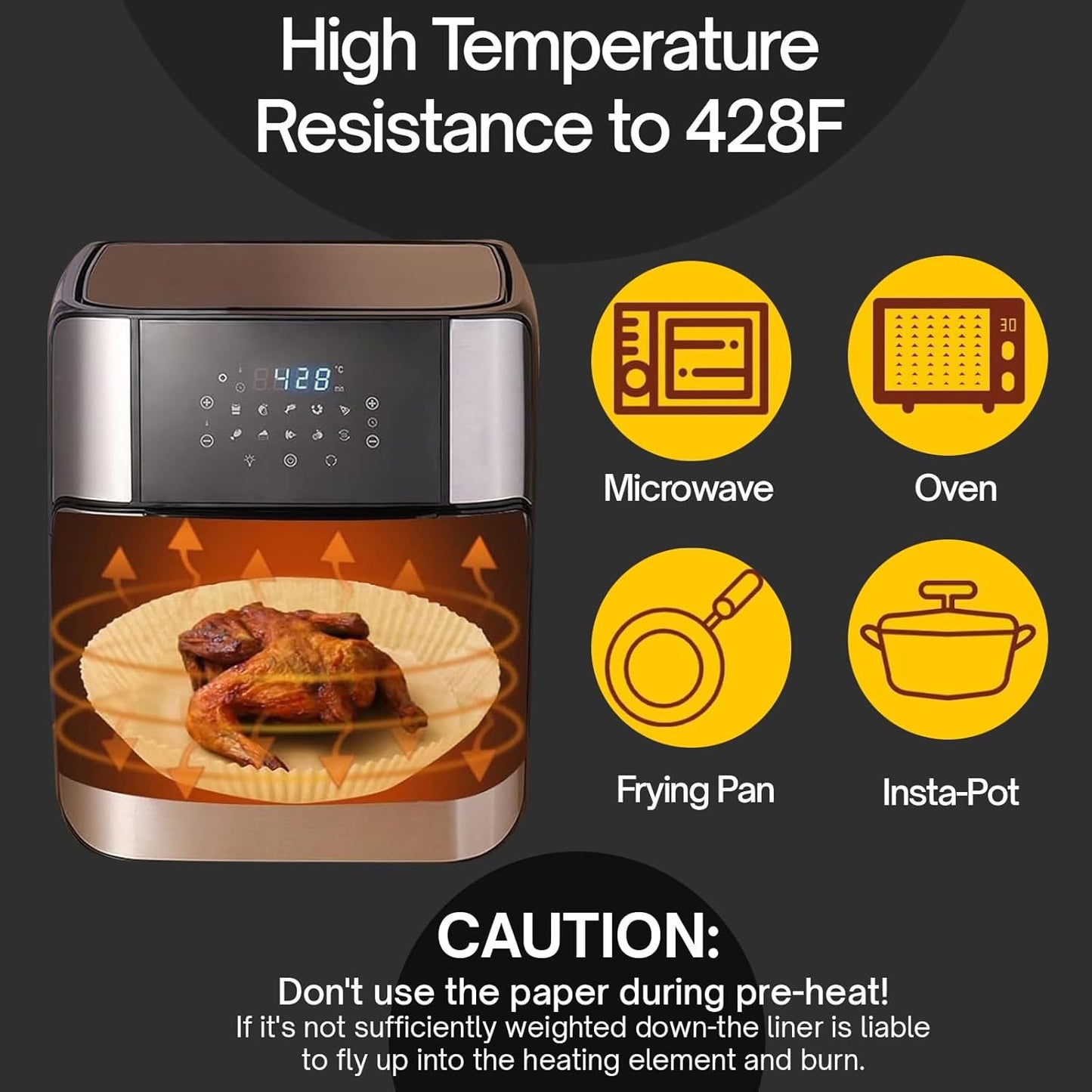 50-Piece 16cm Air Fryer Baking Paper Set – High-Temperature Resistant Disposable Round Liners for Air Fryers – Non-Stick, Easy-to-Clean, and Practical Kitchen Solution – Perfect for Baking, Frying, and Reheating – Pre