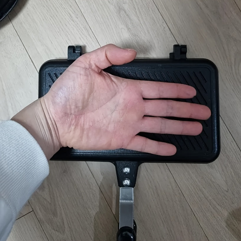 1pc Non-stick Double-sided Frying Pan - Sandwich with Handle - Removable Aluminum Alloy Griddle - Double-sided Frying Pan - Steak Bread Toast Egg Mold - Flip Cover Pot - Suitable for Indoor and Outdoor - Home Kitchen Multifun