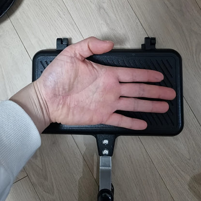 1pc Non-stick Double-sided Frying Pan - Sandwich with Handle - Removable Aluminum Alloy Griddle - Double-sided Frying Pan - Steak Bread Toast Egg Mold - Flip Cover Pot - Suitable for Indoor and Outdoor - Home Kitchen Multifun