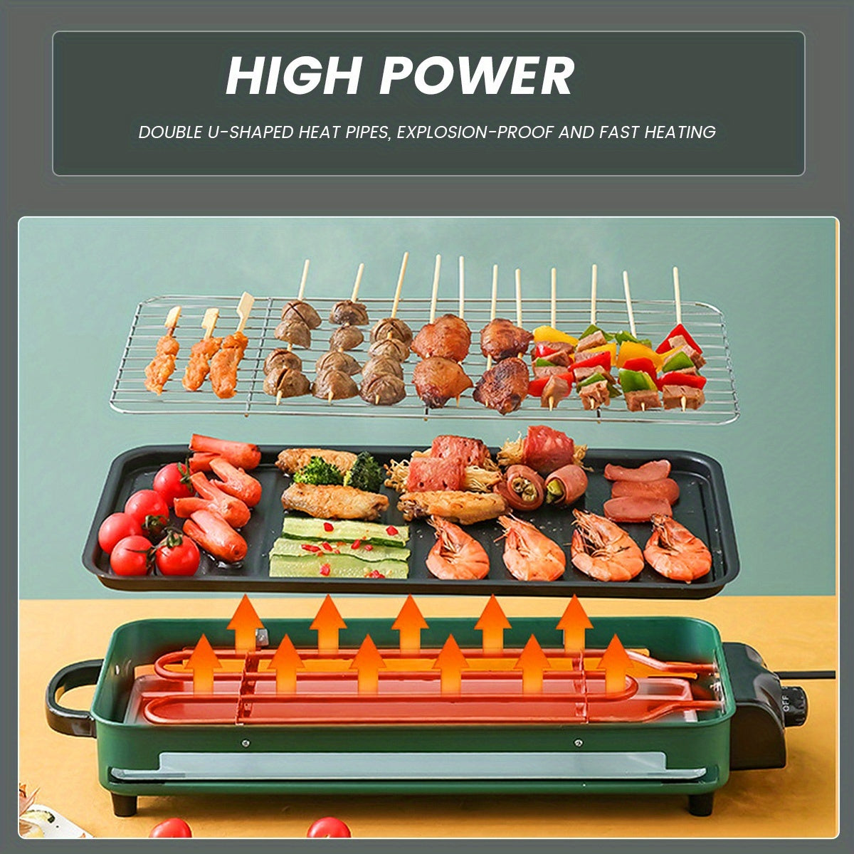 Electric Griddle Flat Non-Stick Cooking Surface | Adjustable Thermostat, Indoor Grill with Two Attachments: Grill Plate and Griddle, Perfect for Pancakes, Burgers, Eggs, Black, Christmas Grill | Stainless Steel 304, British S