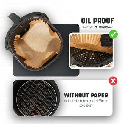 100pcs Air Fryer Parchment Paper 9 inch Liners - Disposable, Greaseproof, Heat Resistant to 220°C, Food Grade LFGB Standard, Compatible with Ninja, Tower