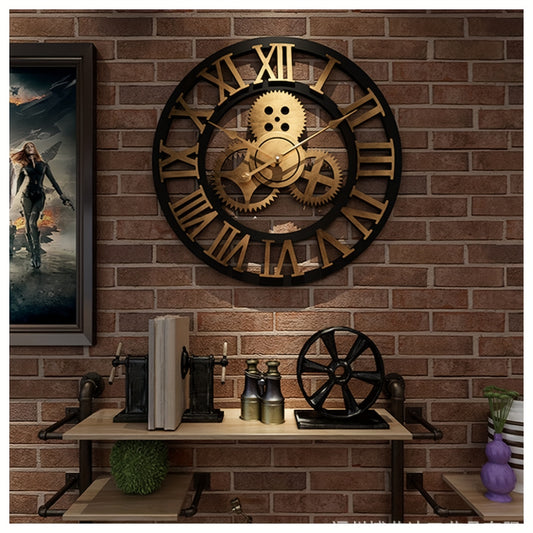 Large Gear/open Roman Numeral Wall Clock, No Noise, No Ticking Gear, No Movement Wall Clock 20 " (approx. 50.8 Cm)